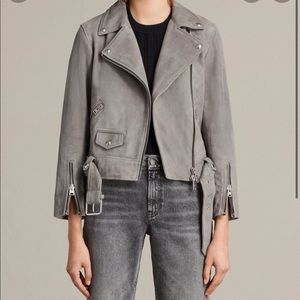 AllSaints Suede Cole Biker in Gray